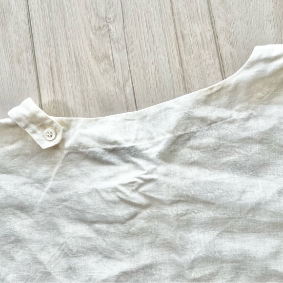 Eskandar Boxy Linen Loose Fit Button Neck Blouse Shirt One Size Made In England - Picture 6 of 7